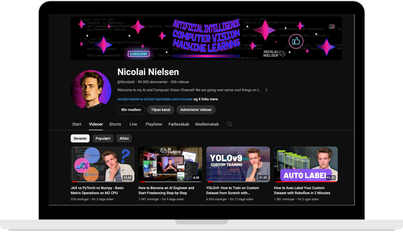 Nicolai Nielsen's AI and computer vision YouTube channel