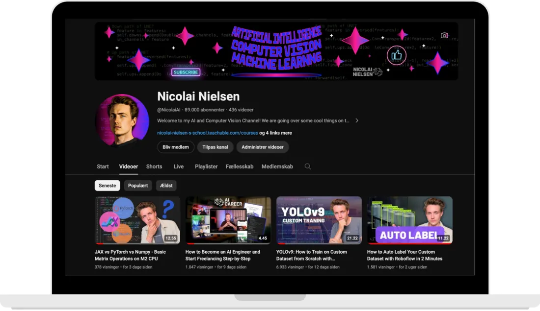 Nicolai Nielsen's AI and computer vision YouTube channel